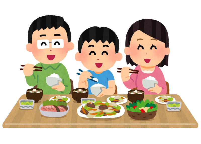 食事をする家族のイラスト