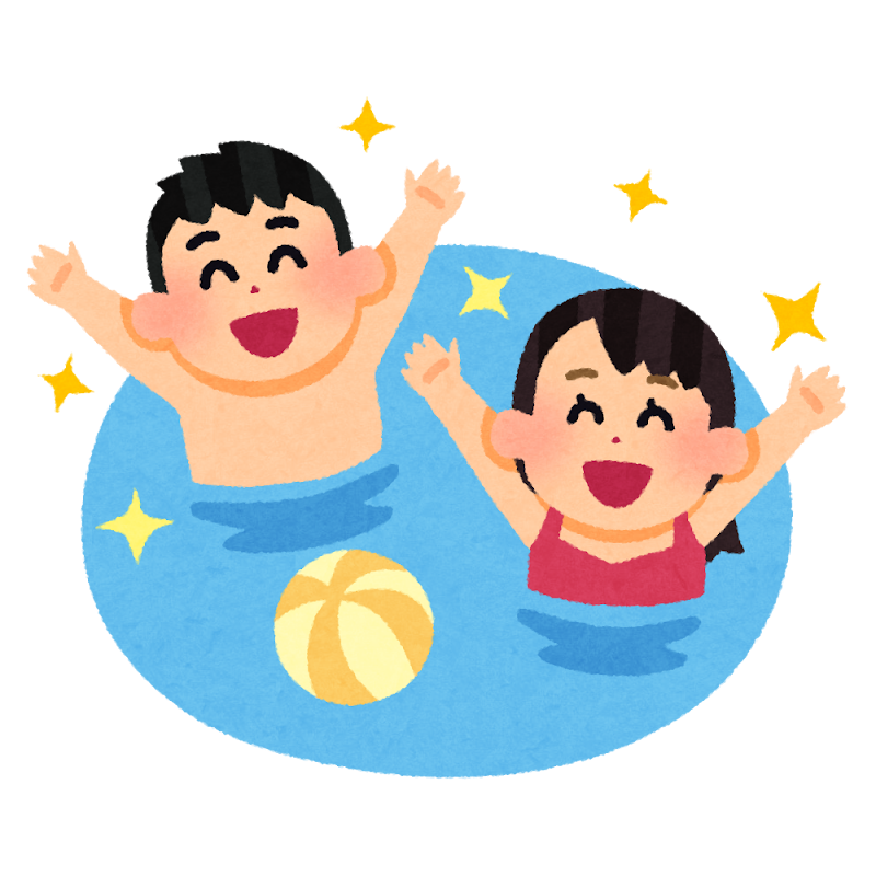 プールであそぶひとたちのイラスト プールであそぶひとたちのイラスト