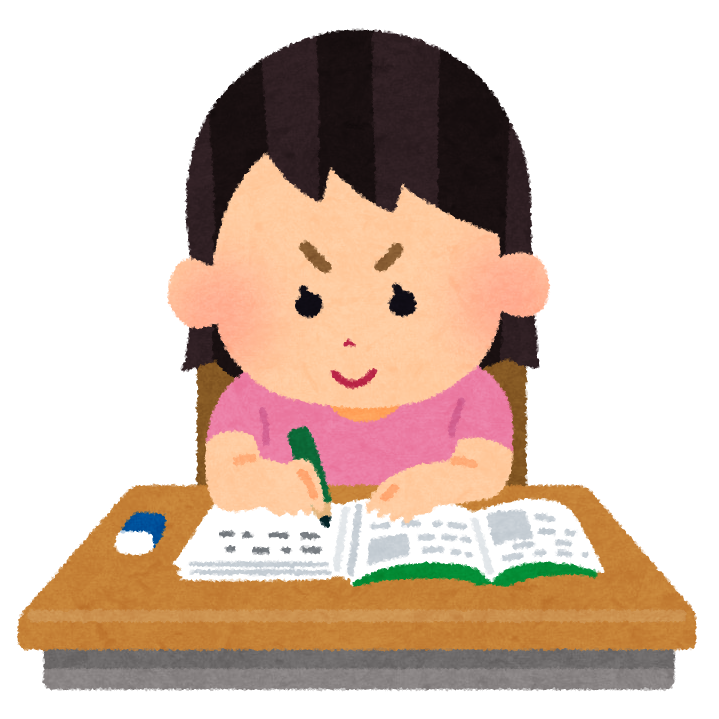 宿題をする女の子のイラスト 宿題をする女の子のイラスト