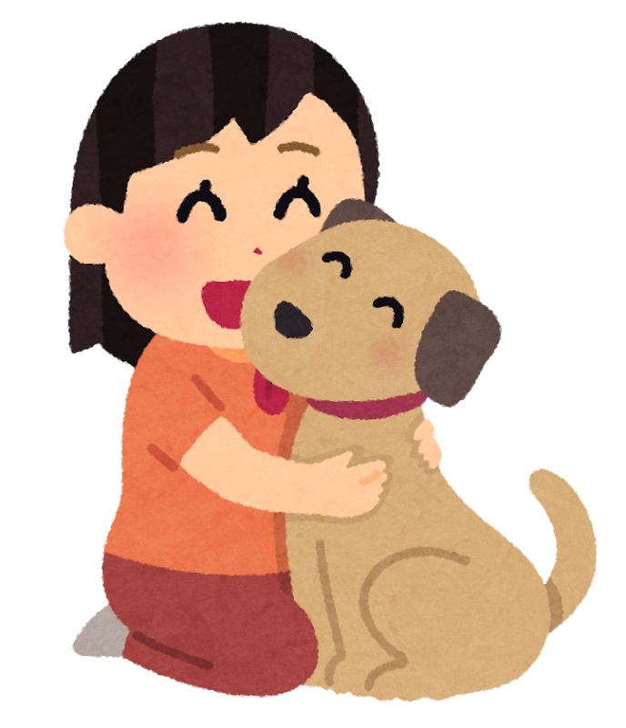 女の子と飼い犬のイラスト